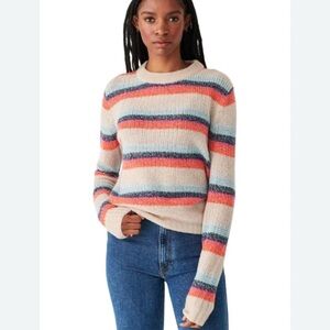 White + Warren Striped Multicolor Cashmere Sweater lavender/pink/blue sz S